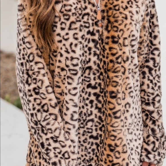 This Cozy Fierce faux fur leopard print pullover will be your go! - Picture 2 of 2